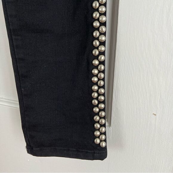 Etienne Marcel Black Distressed Studded Skinny Jeans Size 26 Punk Grunge Rock - Picture 6 of 13